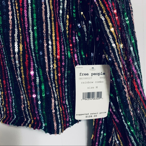 Free People Midnight City Rainbow Sequin Crop Top - Picture 10 of 15